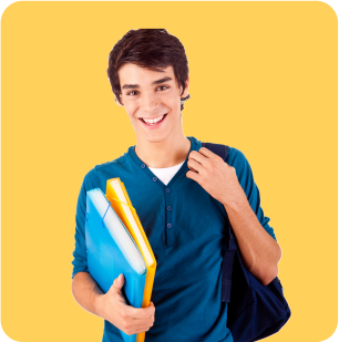 Student with books learning