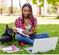 Student studying outdoors